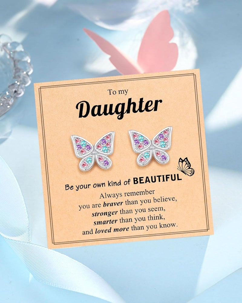UPROMI Hypoallergenic Butterfly Earrings for Daughter/Granddaughter/Niece, Valentines Christmas Birthday Gifts for Girls - Image 5